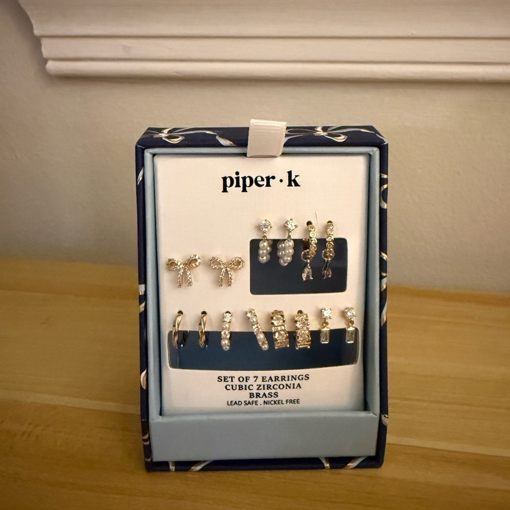 NWT Piper K set of 7 cubic zirconia earrings